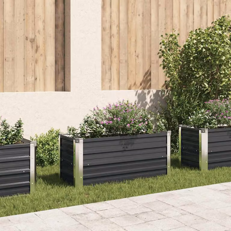 Fioriera da giardino vidaXL in acciaio zincato colore antracite L: 100 cm, P: 40 cm, H: 45 cm