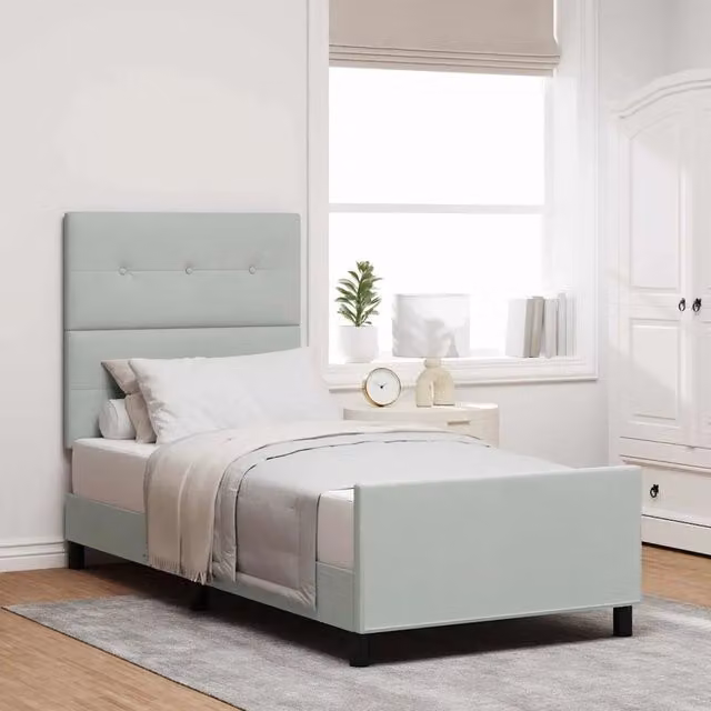 Letto a molle con testiera in velluto grigio vidaXL L/P/H: 207 x 90 x 140 cm