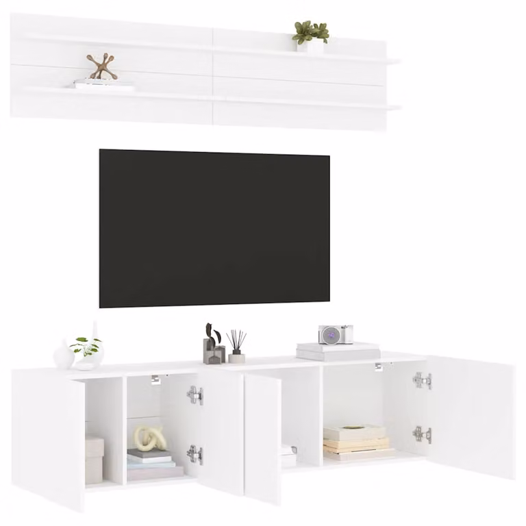 Mobili TV a muro vidaXL in 6 pezzi bianchi in legno e MDF per soggiorno o ufficio in casa