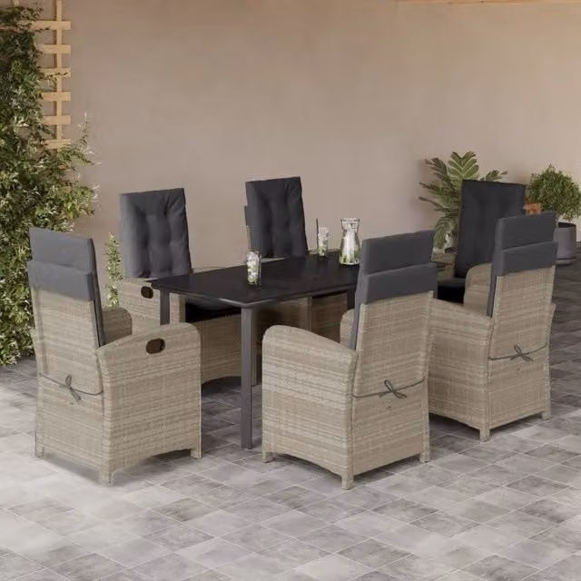Set da Pranzo da Giardino vidaXL in Polyrattan con Piano in Vetro, 7 Pezzi, Grigio Antracite – 1