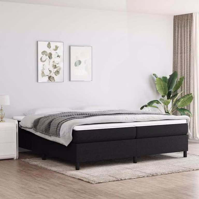 vidaXL Struttura Letto Imbottita in Tessuto Nero con Doghe a Molla 200x200 cm