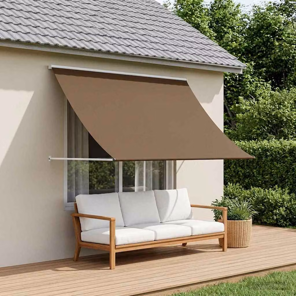 Tenda da Sole vidaXL con Bracci a Caduta in Acciaio e Poliestere, Colore Tortora, L: 150 cm, H: 100 cm