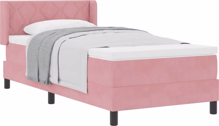 Letto a molle con materasso Nero 100x200 cm Velvet Pink