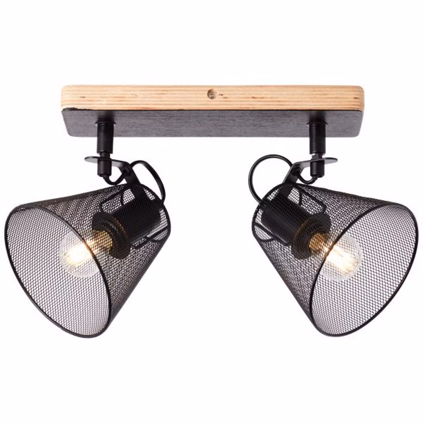 BRILLANTE barra nera per faretti WHOLE | plafoniera con 2x presa E14 max. 40W | teste orientabili| metallo/legno