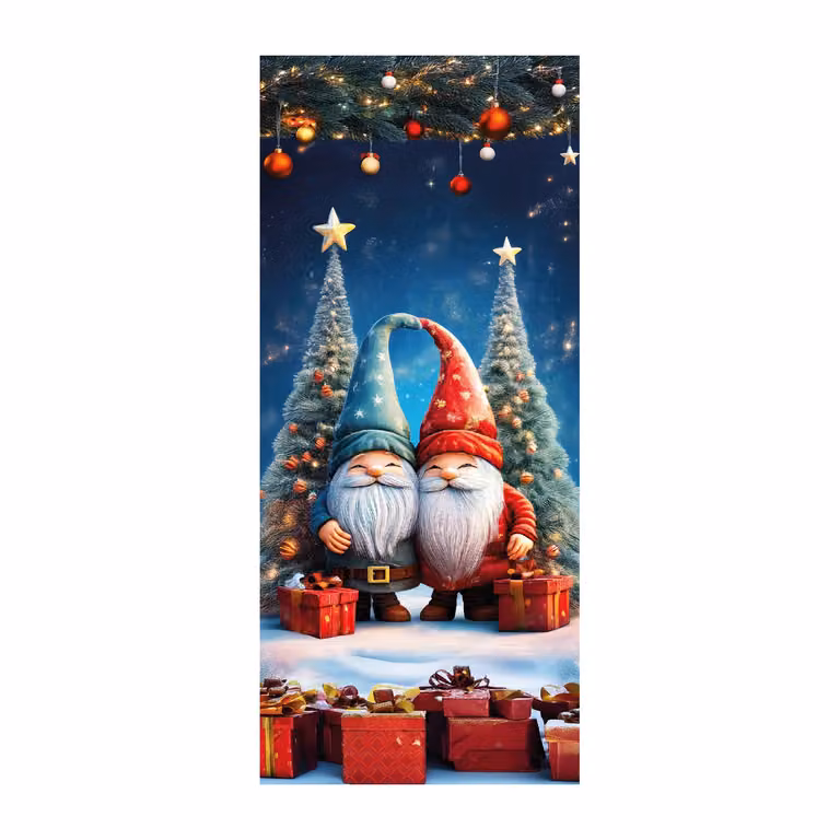 Copriporta Natalizio Bielastico Vestiamo Casa con Stampa Digitale Multicolore H 220 x L 90 cm