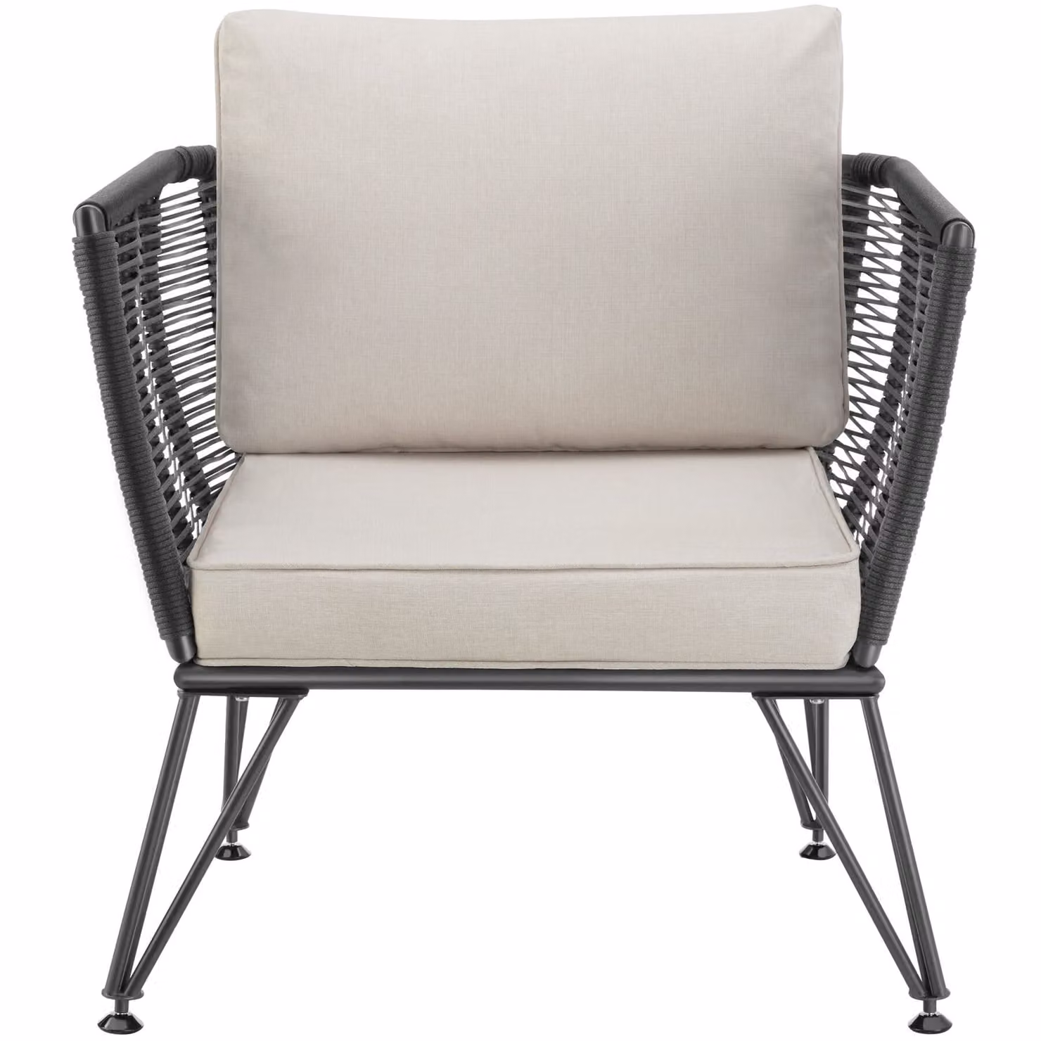 Set di 2 poltrone da giardino Sundo TecTake con design a corda, colore antracite e beige