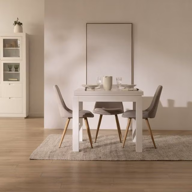 Tavolo da pranzo estensibile Banak quadrato in legno laccato bianco