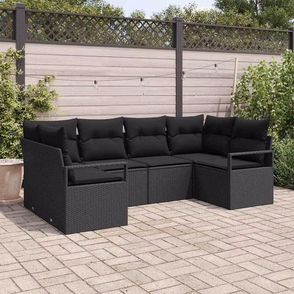 Maison Exclusive - Set di divani da esterno, 6 pezzi, colore nero [Materiale sintetico]: rattan sintetico