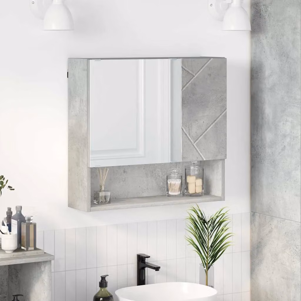 vidaXL Mobiletto per specchio da parete Grigio, L: 59 cm, P: 17 cm, H: 55 cm