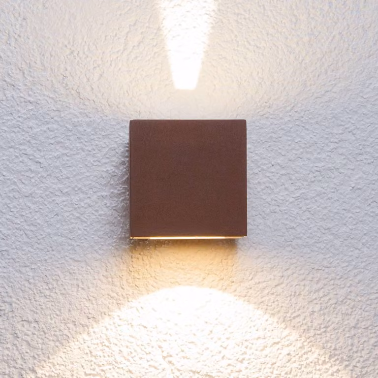 Applique da esterni a LED JARNO Lucande, Marrone / Ruggine, Alluminio, Moderno, Applique LED da esterni