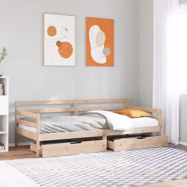 Dormeuse con cassetti vidaXL in legno massello di pino bianca L/P/H: 200 x 80 x 33 cm