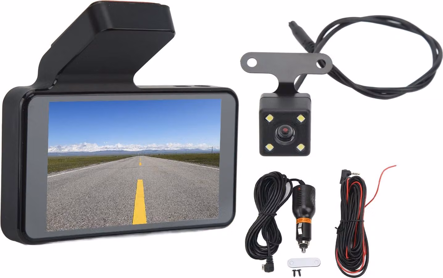 Registratore HD 1080p di rilevamento del movimento del veicolo anteriore e posteriore a doppia lente - automatico -loop -video