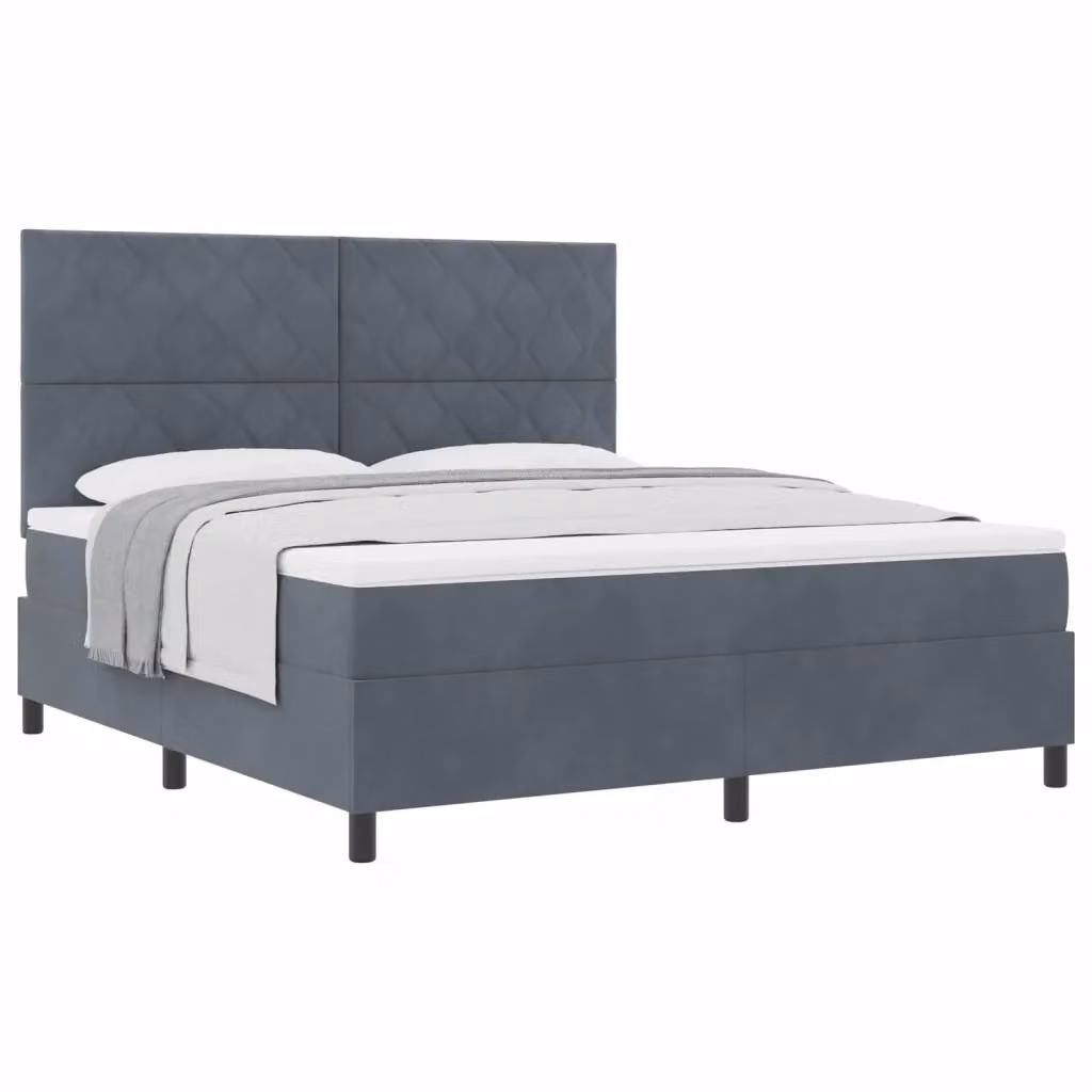 Letto a molle con testiera in velluto grigio vidaXL L/P: 180 x 200 cm – 2