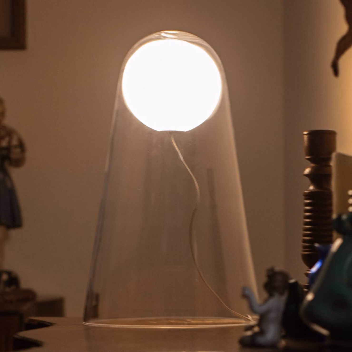 Foscarini Lampada da tavolo di design Satellight, dimmerabile, Chiaro / Trasparente, Soggiorno / Sala da pranzo, Vetro, Design, Lampada da tavolo