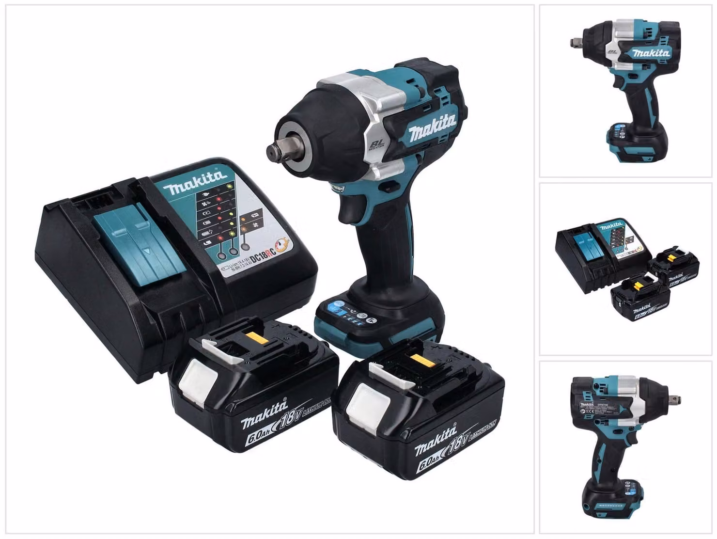 Avvitatore a impulsi a batteria Makita DTW 700 RG 18 V 700 Nm 1/2" XPT Brushless + 2x batteria ricaricabile 6,0 Ah + caricabatterie