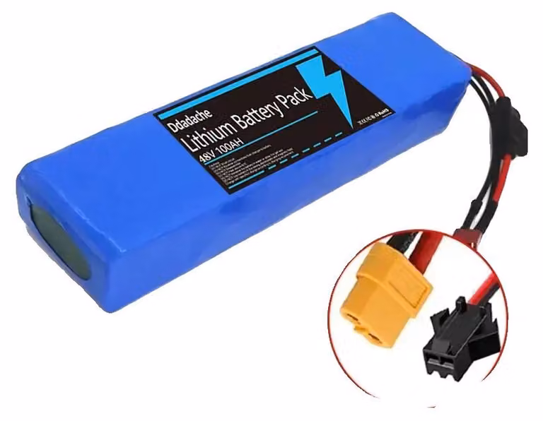 Batteria agli ioni di litio, alta capacità 100000 mAh, configurazione 48V, connettore XT60-SM