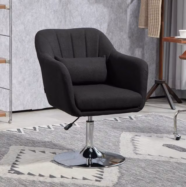 Poltrona lounge ULEVR girevole 360¡ã regolabile in altezza con braccioli e cuscino lombare, nera
