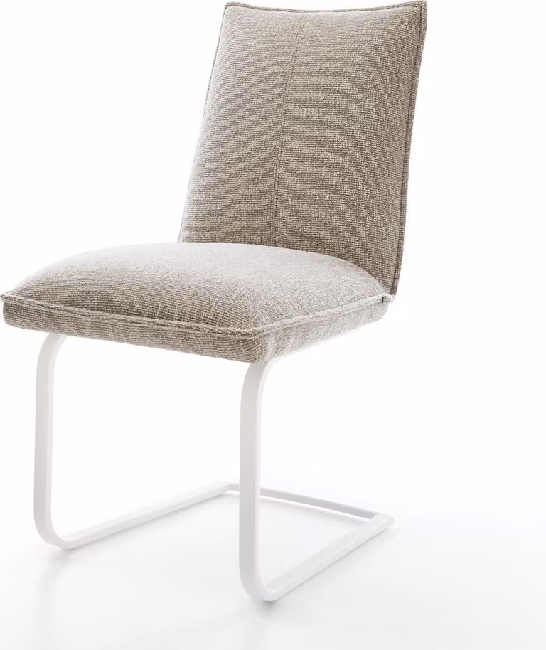 DELIFE sedia a sbalzo Lelio-Flex tessuto morbido beige sedia a sbalzo bianco piatto nucleo a molle tascabili