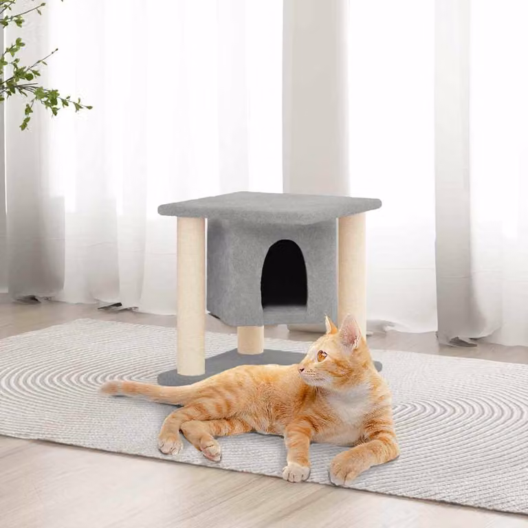 vidaXL Albero per Gatti con Tiragraffi in Sisal Grigio Altezza: 37 cm