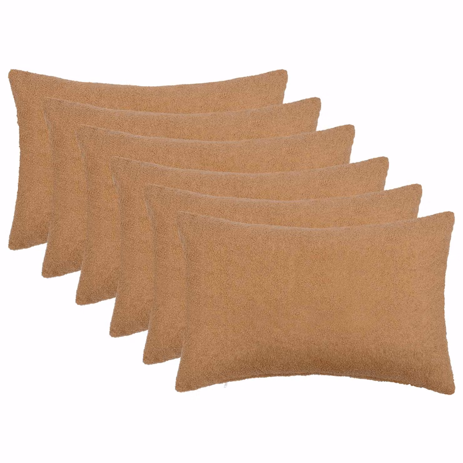Set di 6 federe vidaXL HEERLEN in tessuto bouclé beige, L 50 cm x P 30 cm
