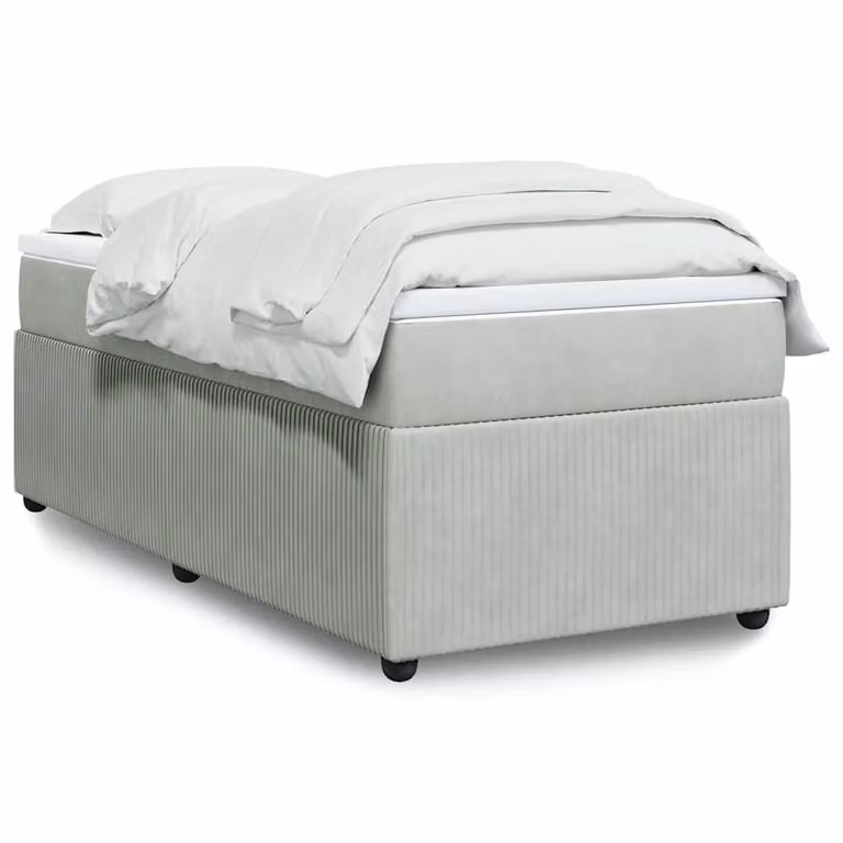 vidaXL Giroletto a Molle con Materasso in Velluto Grigio Chiaro L/P/H: 200 x 90 cm