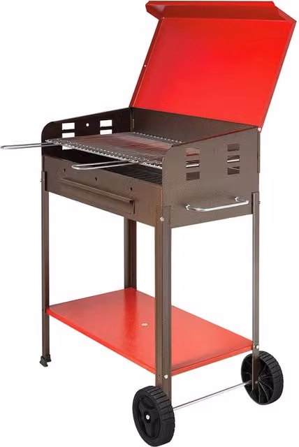 Barbecue a carbone Vanessa Iperbriko rosso in acciaio con ruote L: 40 cm, P: 50 cm, H: 90 cm