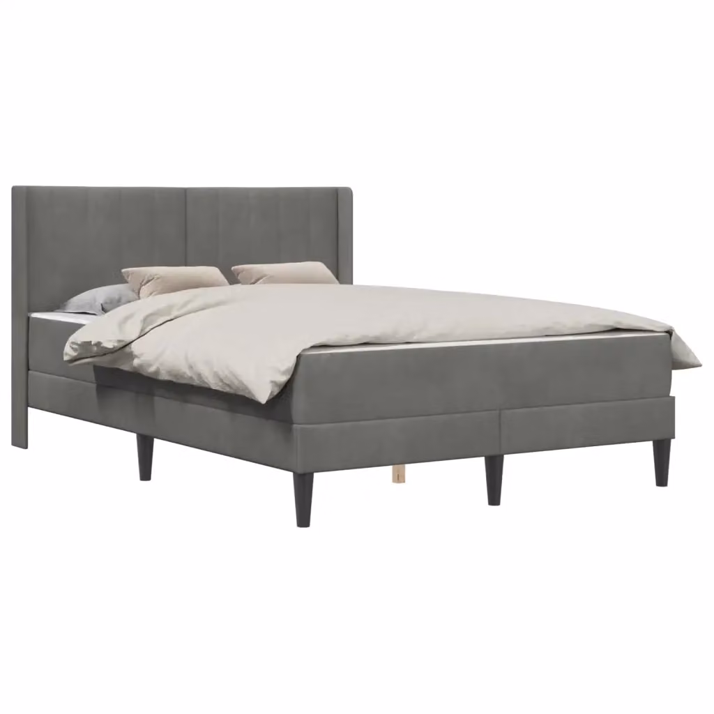 Letto matrimoniale moderno vidaXL in velluto grigio con materasso L/P/H: 120 x 200 cm – 2