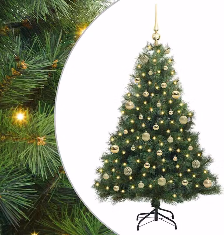 Albero di Natale artificiale con 150 LED Verde 150 cm PE e PVC