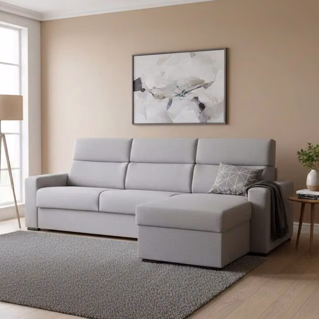 Divano Letto Celleno DMORA con Penisola Sfoderabile Made in Italy, Grigio, L 280 cm x P 160 cm – 1