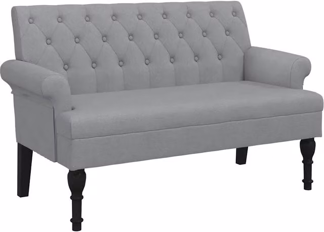 Panca con Schienale in Tessuto Grigio CFW7929796 L: 120 cm, P: 62 cm, H: 75,5 cm – 1