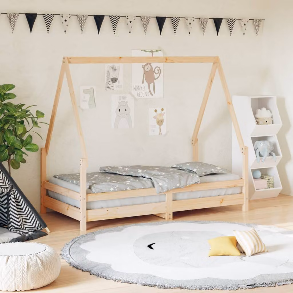 vidaXL Giroletto per Bambini in Legno Massello di Pino, Colore Marrone, L/P/H: 160 x 80 x 85,5 cm