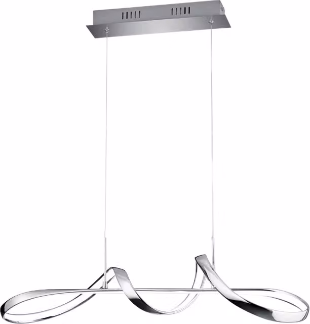 Lampada a sospensione LED Reality Leuchten Perugia in metallo cromo, regolabile in altezza e dimmerabile