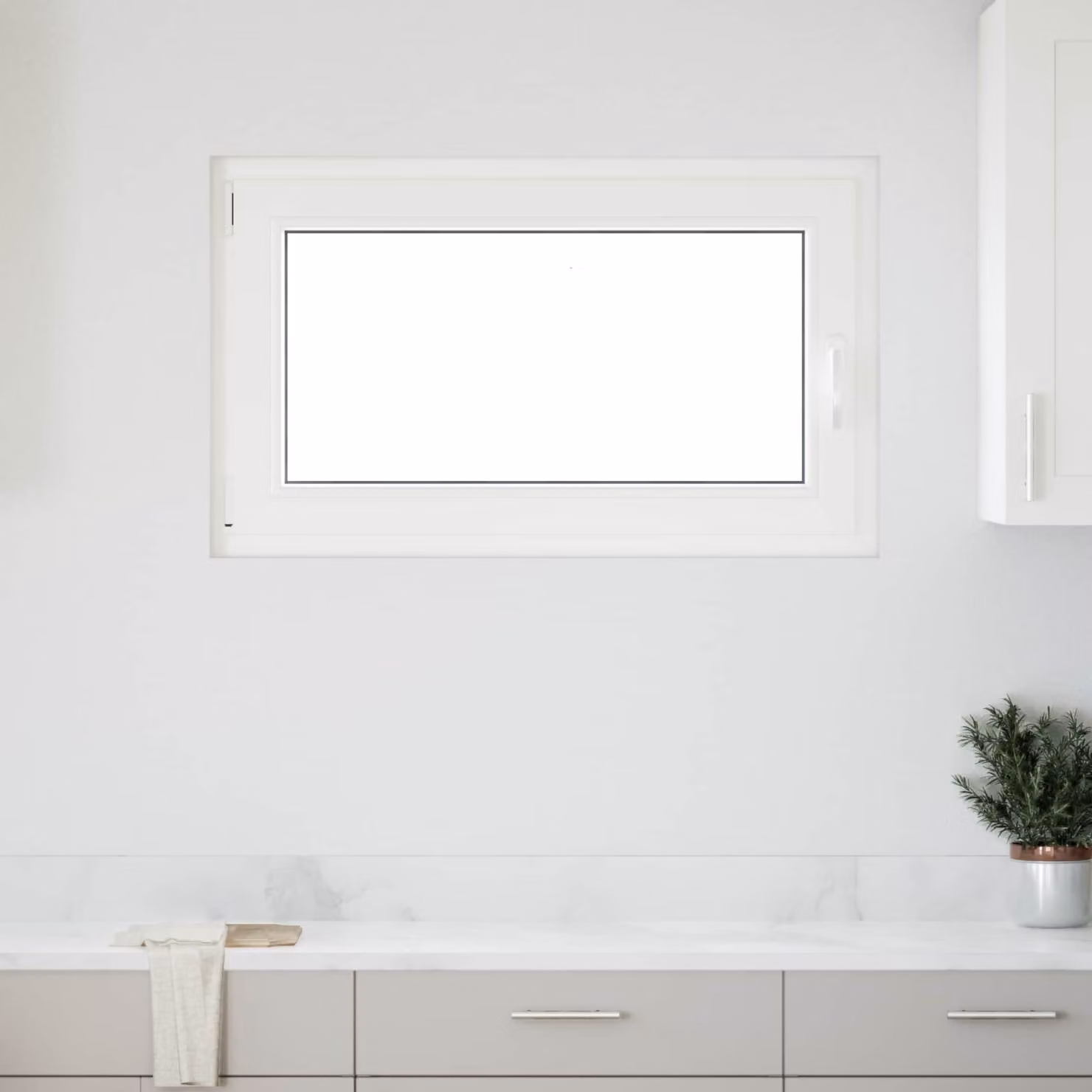 Finestra per seminterrato vidaXL in plastica bianca con vetro trasparente, modello tilt and turn, L: 100,0 cm x H: 60,0 cm x P: 20,4 cm