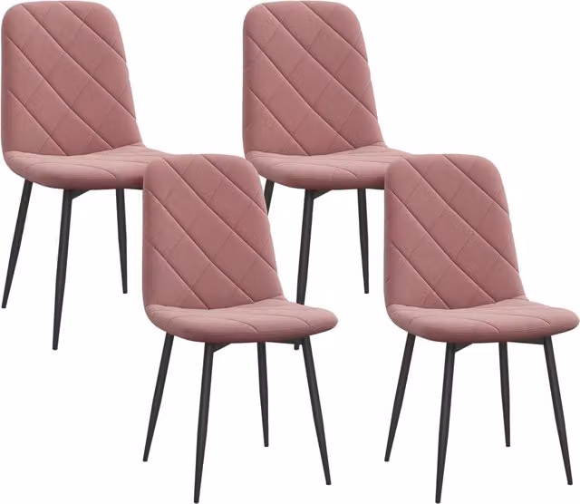Set di 4 Sedie da Pranzo con Schienale in Velluto ¨C zephmum ¨C Rosa 45x54x87 cm