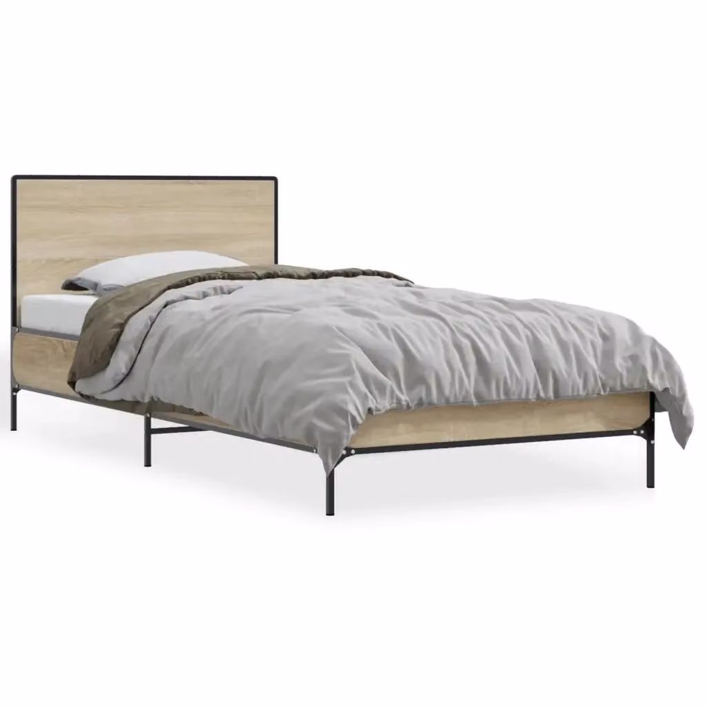 Struttura Letto Giroletto Design Mania in Rovere Sonoma, Legno Multistrato e Metallo, L 90 cm x P 200 cm – 2