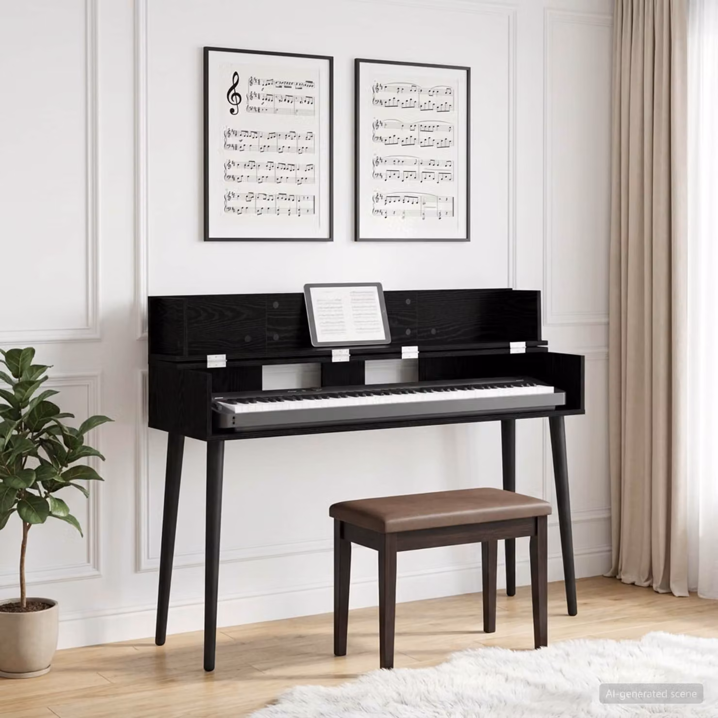 Scrivania da ufficio moderna vidaXL in MDF laminato nero L 110 cm x P 40 cm x H 19,5 cm