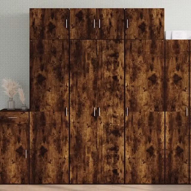 Credenza-Buffet-Armadio da cucina Rovere Fumo 70x42,5x185 cm in Legno Multistrato 344042