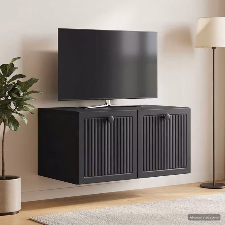 vidaXL Mobile Porta TV da Muro Moderno Nero in MDF L: 59,5 cm, P: 41 cm, H: 30 cm