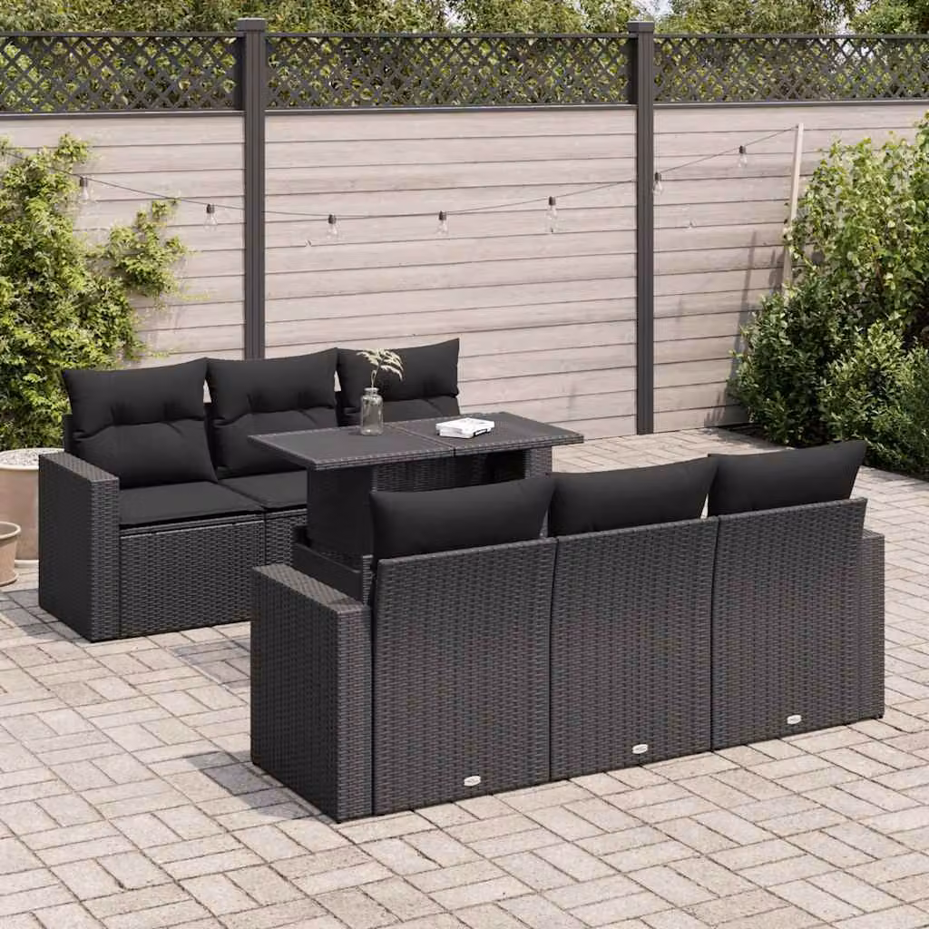 Maison Exclusive - Set Divani da Giardino con Cuscini 7pz Nero Polyrattan