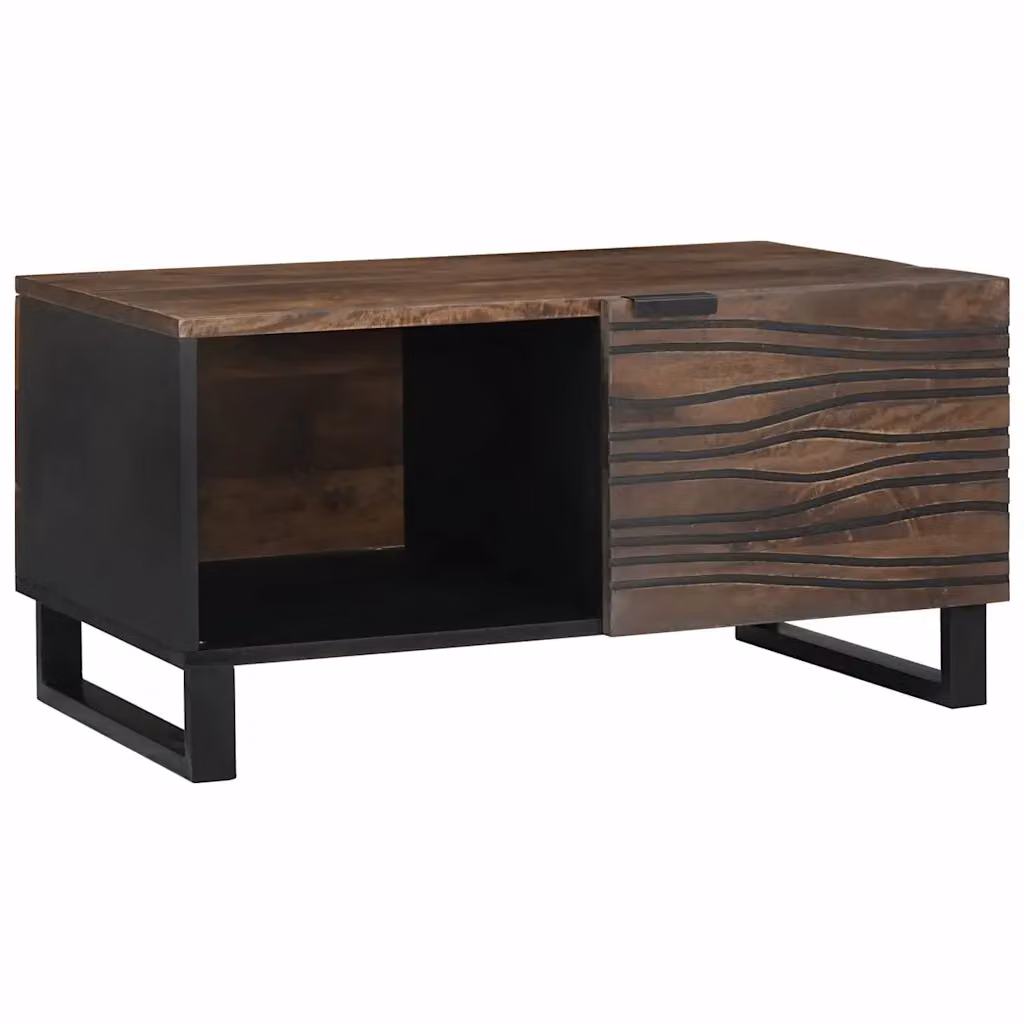 vidaXL Tavolino da salotto moderno in legno di acacia e metallo, marrone, L 80 x P 50 x H 40 cm