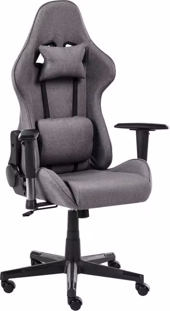 Sedia da ufficio e gaming ergonomica BELIANI in tessuto grigio con braccioli regolabili e poggiatesta, stile moderno per home office – 1