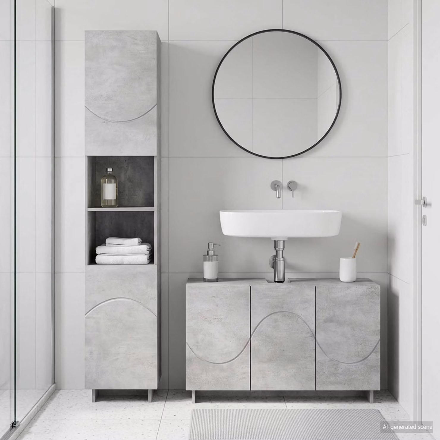 vidaXL Set mobili da bagno 2 pz Grigio Cemento Legno ingegnerizzato