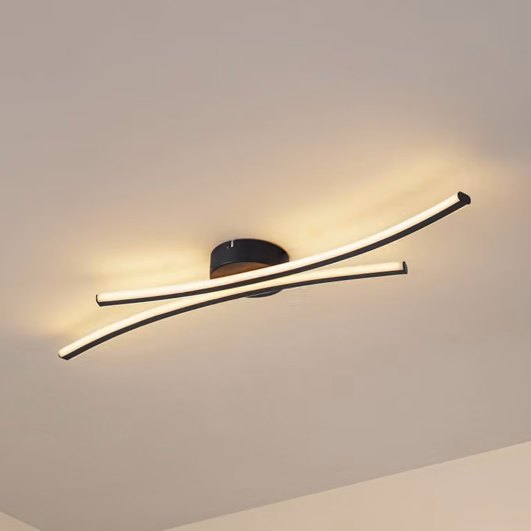 Plafoniera a LED Ravion Lindby, Nero, Soggiorno / Sala da pranzo, Alluminio, Moderno, Plafoniera LED