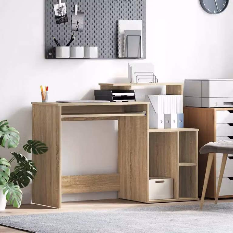 Scrivania moderna vidaXL in rovere color marrone L: 120,5 cm, P: 44 cm, H: 88,5 cm