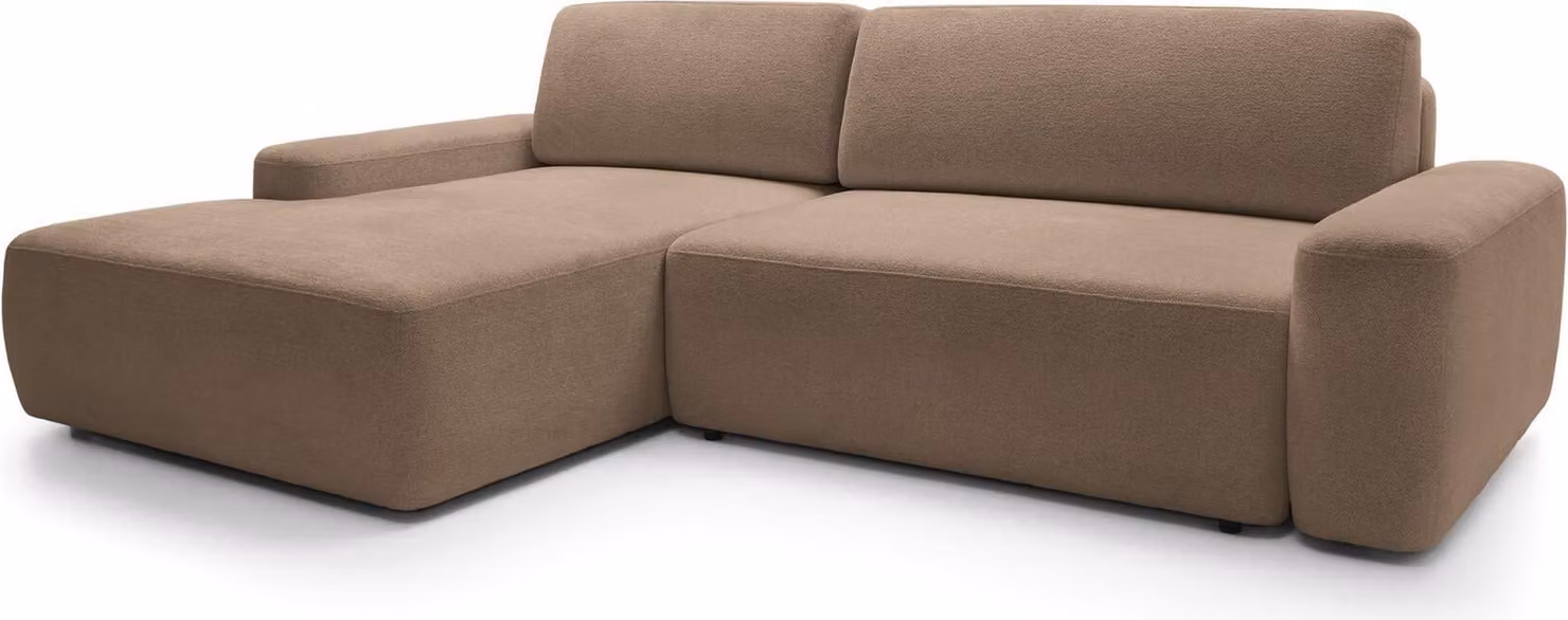 FURNLUX Divano angolare Bouli Marrone e Nero 264cm / Colore principale: Marrone / Dimensioni: 264 x 82 x 162 cm
