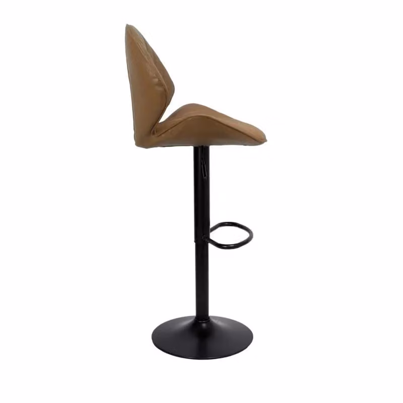 Sgabello regolabile Tezeta in ecopelle color beige e marrone con struttura in metallo nero e seduta cilindrica – 2
