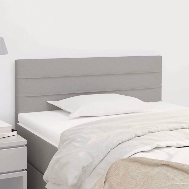 Testiera per letto vidaXL in tessuto grigio chiaro con struttura in legno L: 100 cm, P: 5 cm, H: 78-88 cm