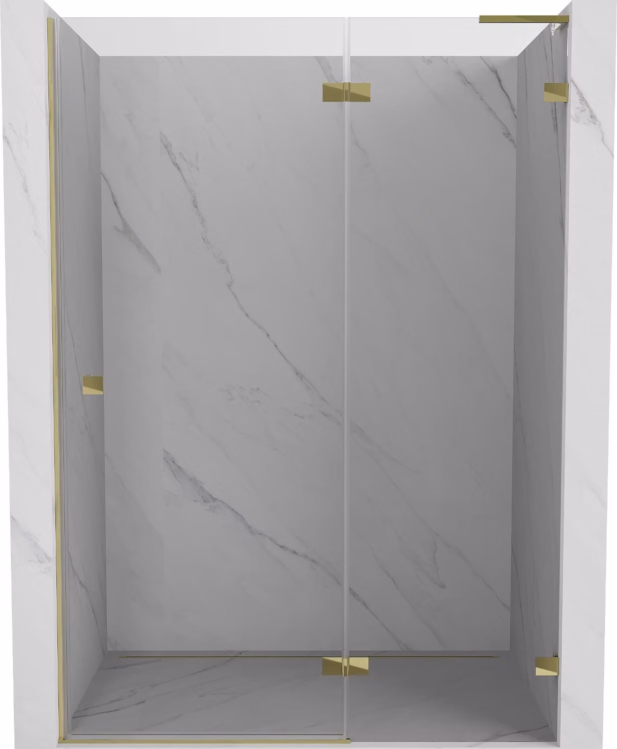 Mexen Lunar L porta doccia a battente destra 135 cm, trasparente, dorato - 834L-135-000-50-00-P