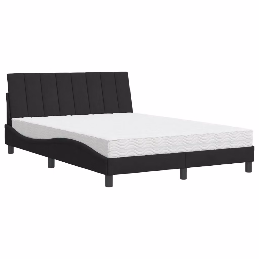 Letto Hanko vidaXL con Materasso in Velluto Nero e Cassetti, L/P/H: 140 x 200 cm – 2