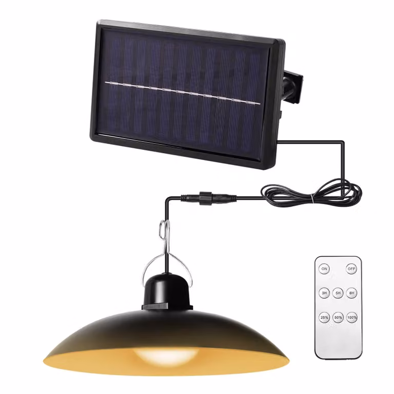 Lampada solare da esterno, lampada a sospensione solare con telecomando, lampada a sospensione LED da esterno per giardino con 1 lampadina, colore della luce: bianco caldo